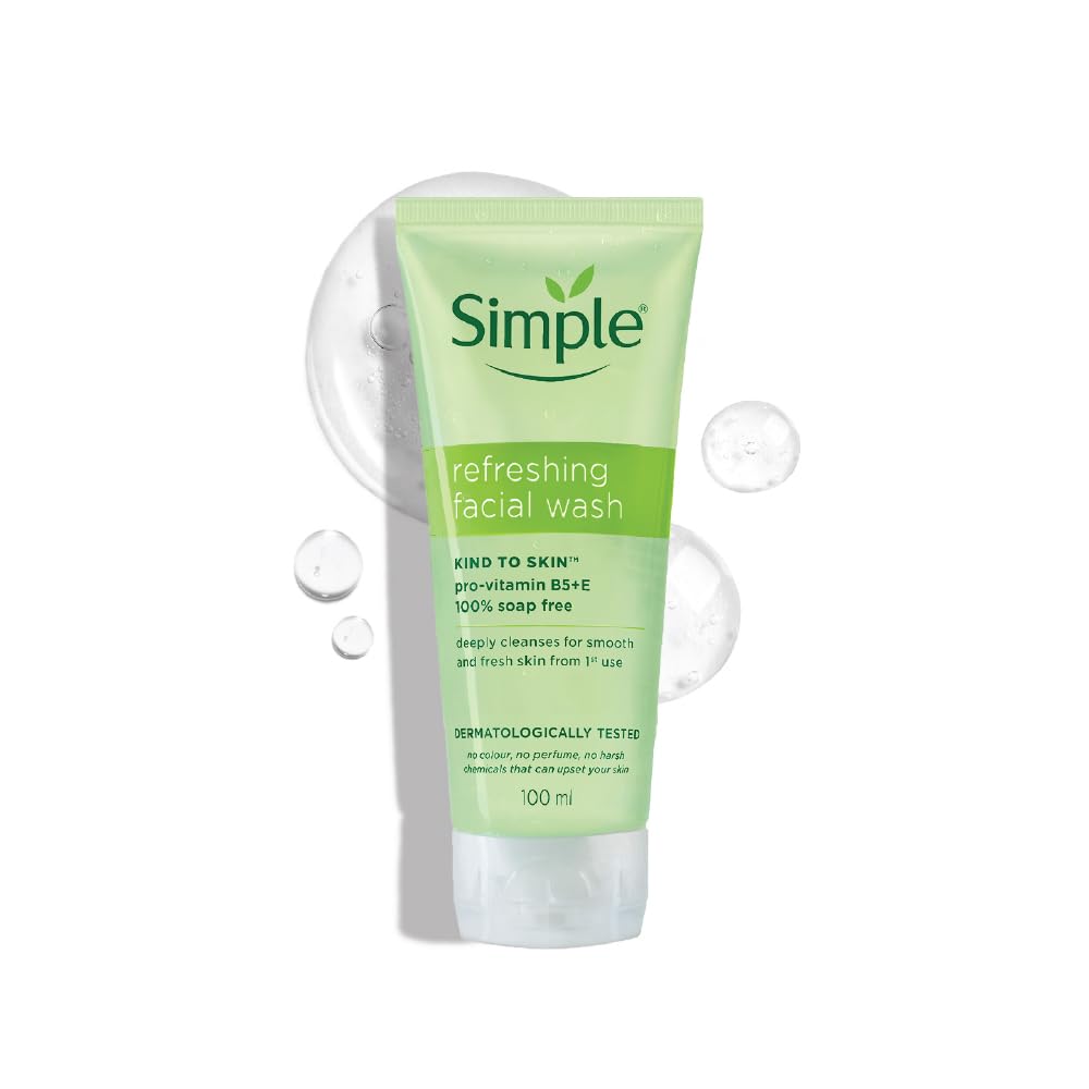 Simple Kind To Skin Refreshing Facial Wash 150 ml | 100% Soap-Free Facewash that doesn't dry out your skin| For All Skin Types
