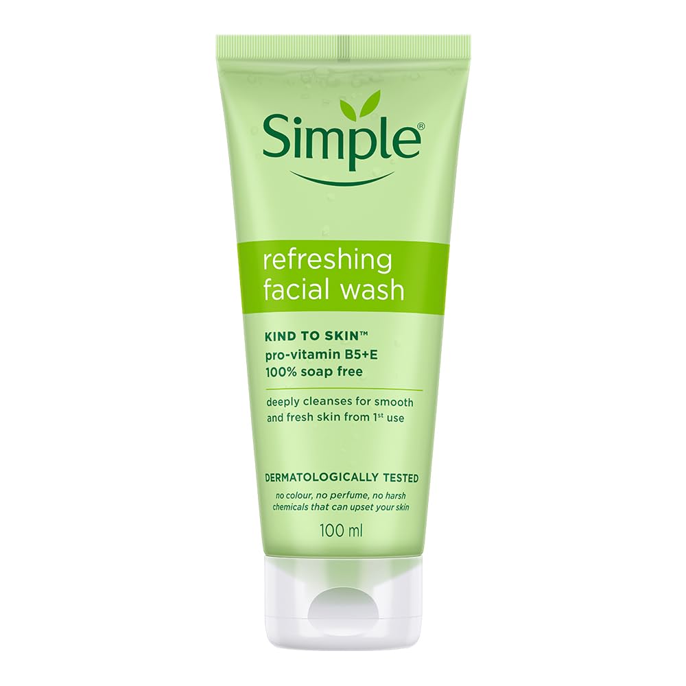 Simple Kind To Skin Refreshing Facial Wash 150 ml | 100% Soap-Free Facewash that doesn't dry out your skin| For All Skin Types