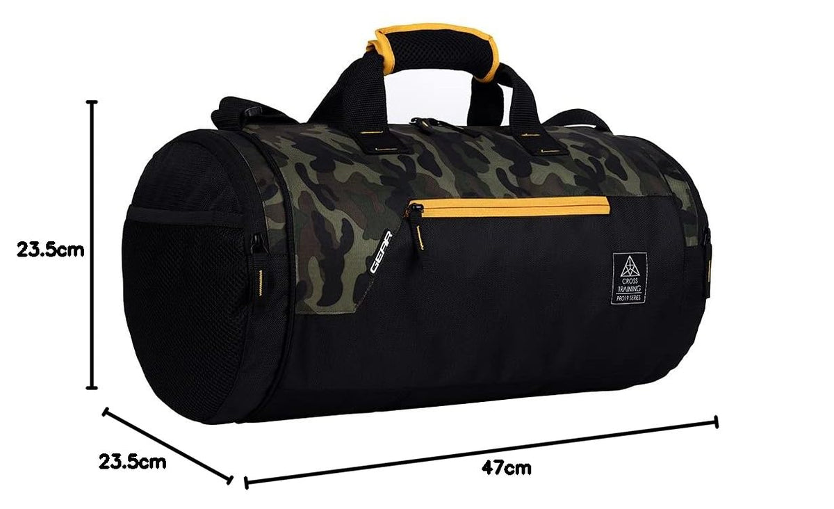 Gear Cross Training 9"/29L Large Water Resistant Duffle Bag | Travel Bag | Gym Bag for Men & Women (Black - Grey)