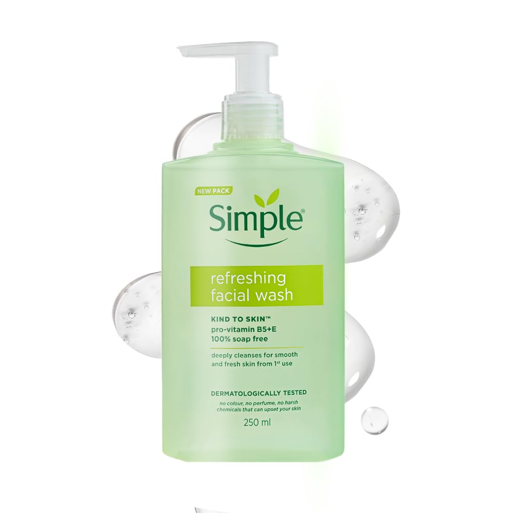 Simple Kind To Skin Refreshing Facial Wash 150 ml | 100% Soap-Free Facewash that doesn't dry out your skin| For All Skin Types