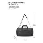 Gear Cross Training 9"/29L Large Water Resistant Duffle Bag | Travel Bag | Gym Bag for Men & Women (Black - Grey)