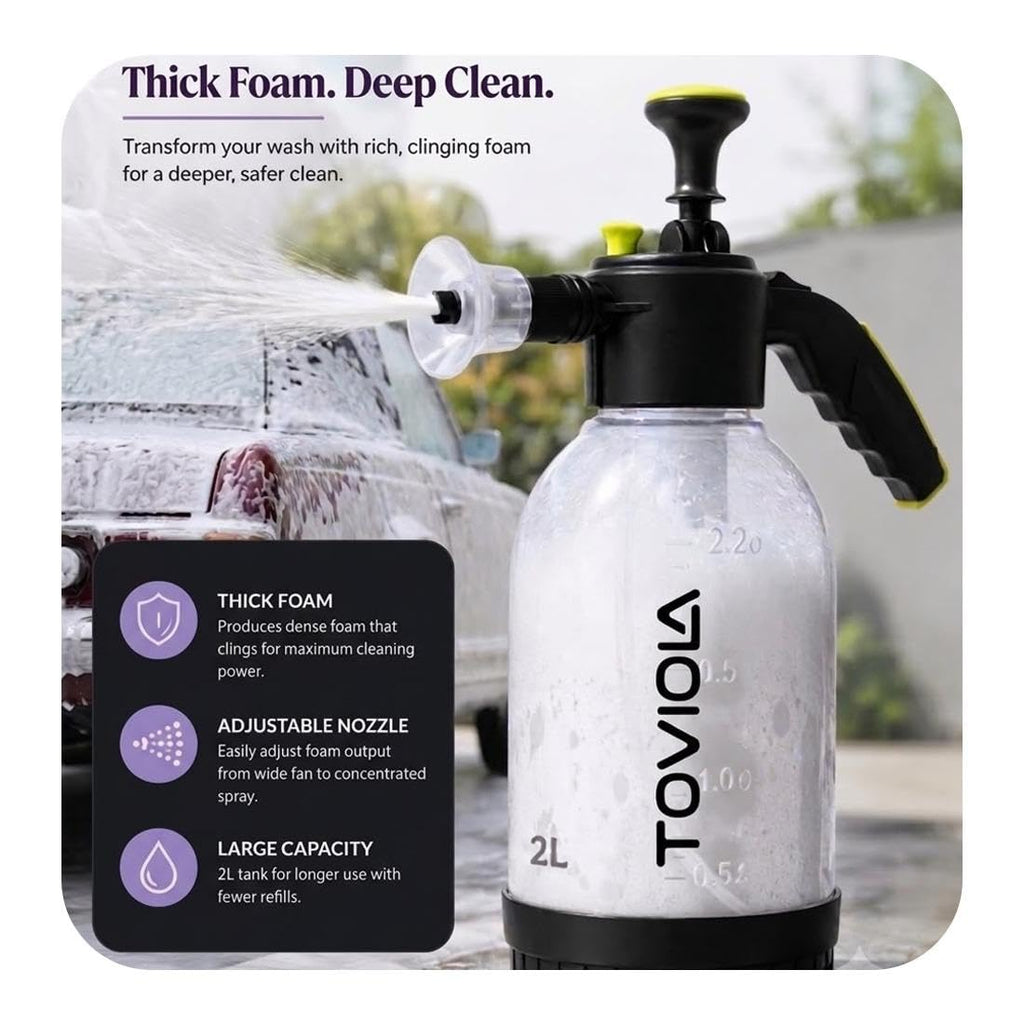 TOVIOLA 2Ltr Foam Sprayer for Car & Bike Washing and Gardening | Home Cleaning – High-Pressure Blaster for Cleaning, Adjustable Nozzle and Long Lasting Foam
