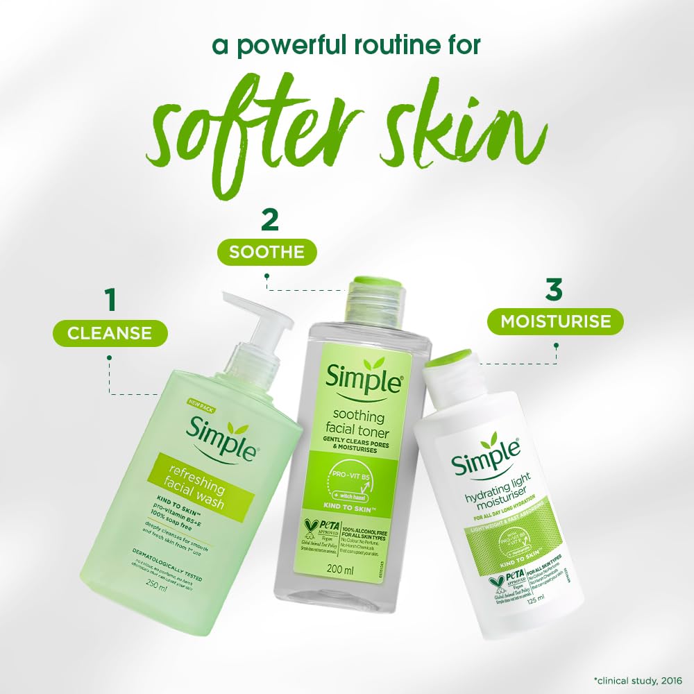 Simple Kind To Skin Refreshing Facial Wash 150 ml | 100% Soap-Free Facewash that doesn't dry out your skin| For All Skin Types