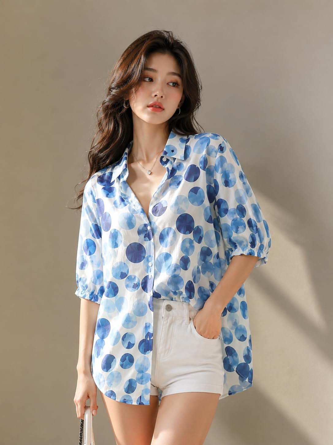 Women's Printed Casual Shirt | Loose Fit Button Down Collared Shirt | Soft & Lightweight Everyday Wear Top