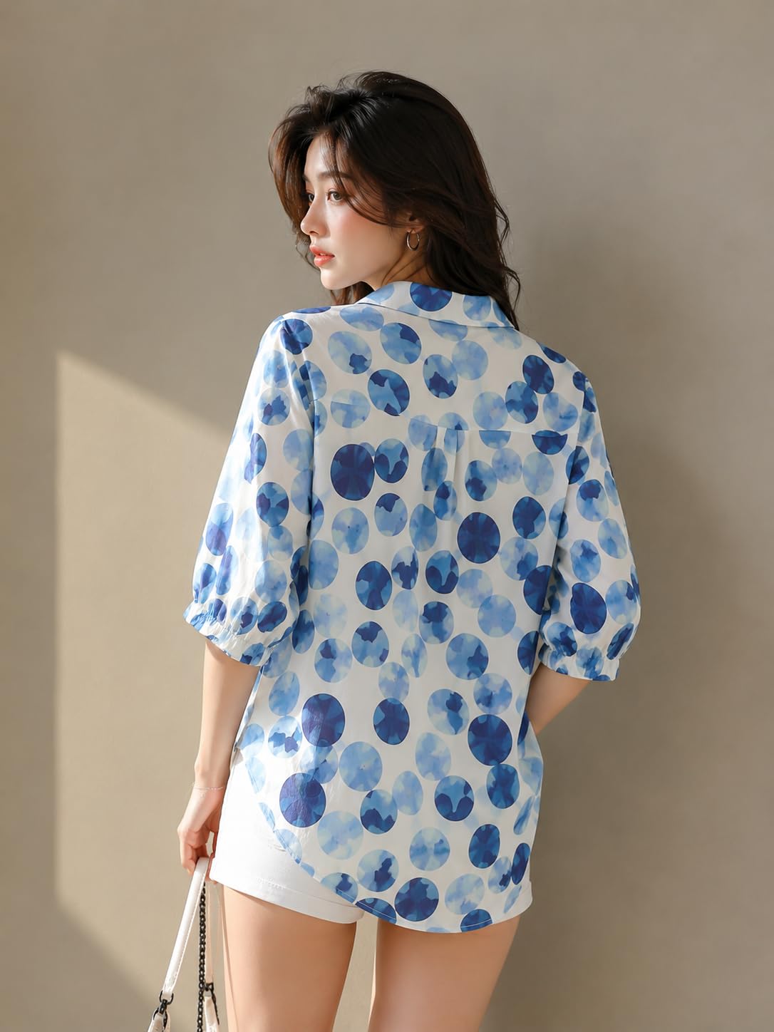 Women's Printed Casual Shirt | Loose Fit Button Down Collared Shirt | Soft & Lightweight Everyday Wear Top