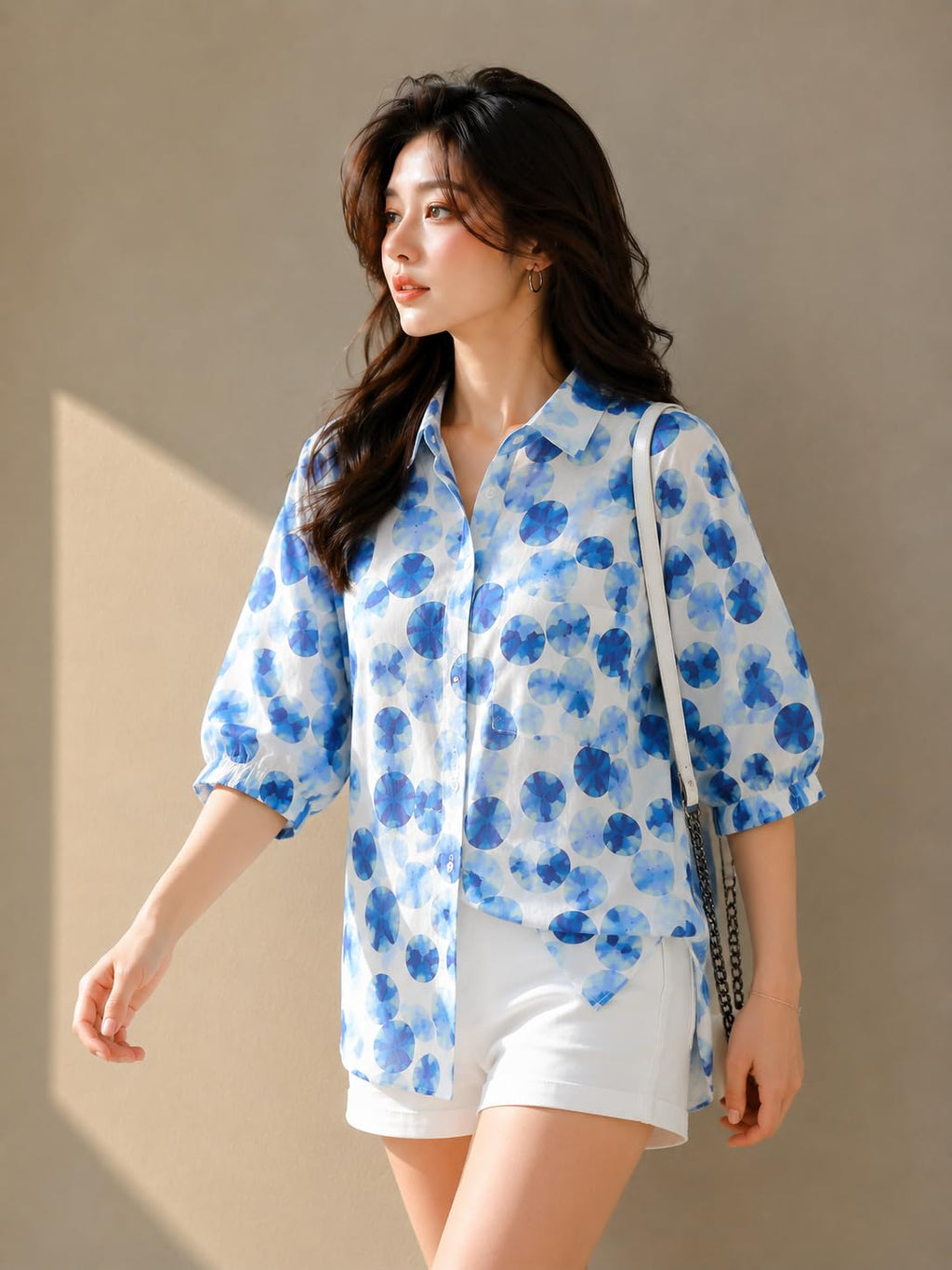 Women's Printed Casual Shirt | Loose Fit Button Down Collared Shirt | Soft & Lightweight Everyday Wear Top