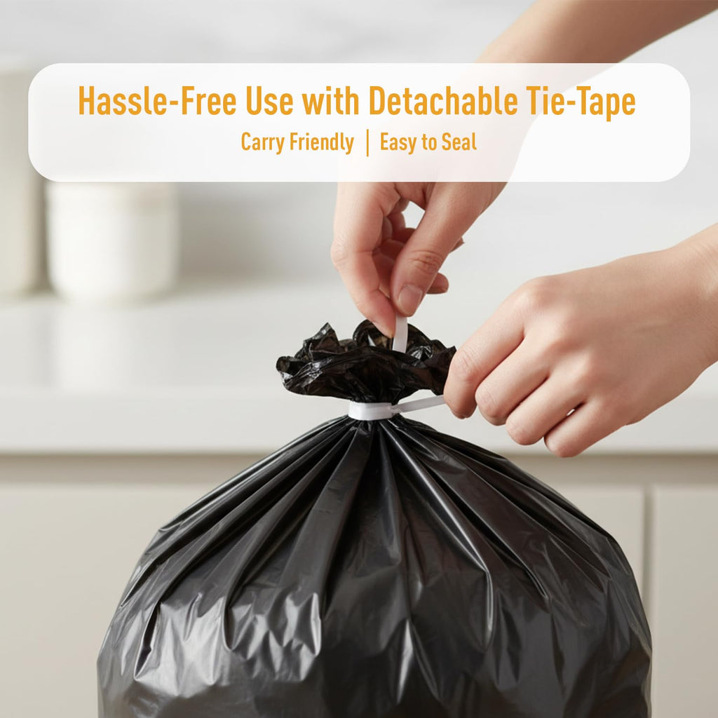 Amazon Brand - Presto! Garbage Bags | Medium | 180 Count | 30 Bags X 6 Rolls | 19 X 21 Inches | For Dry & Wet Waste | Black