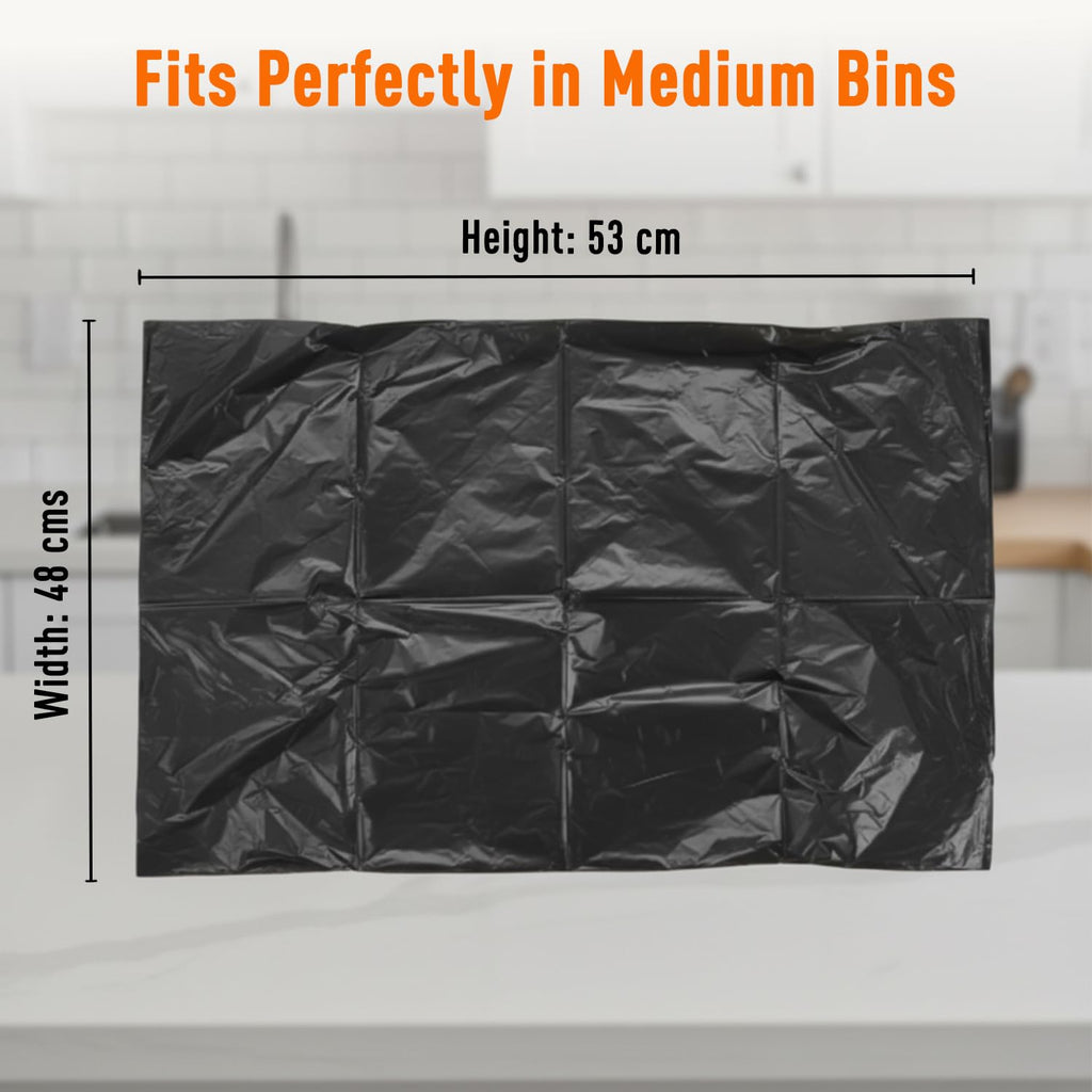 Amazon Brand - Presto! Garbage Bags | Medium | 180 Count | 30 Bags X 6 Rolls | 19 X 21 Inches | For Dry & Wet Waste | Black