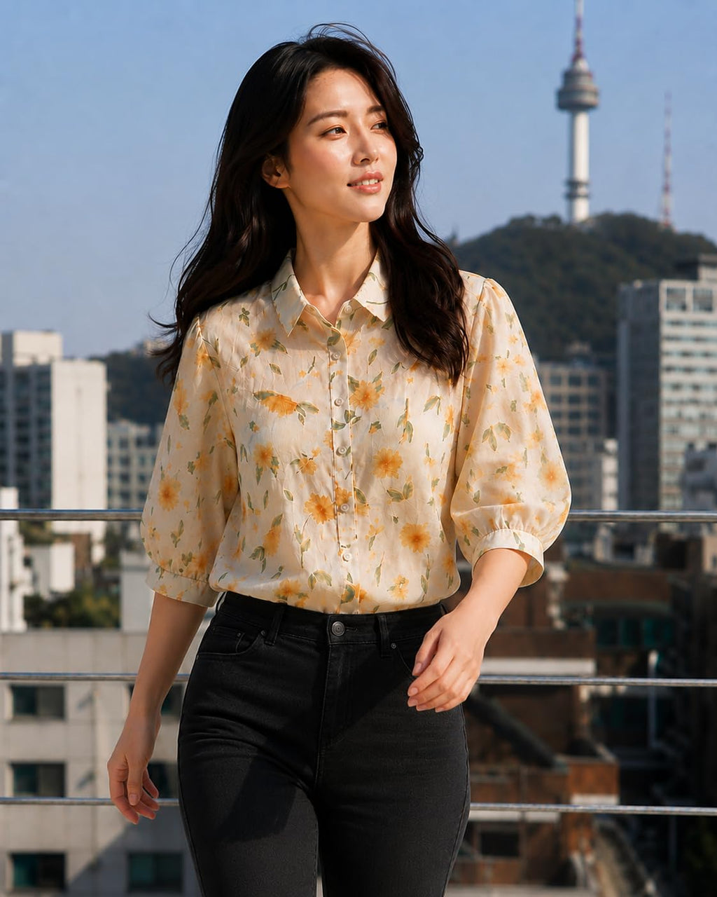 Women's Printed Casual Shirt | Loose Fit Button Down Collared Shirt | Soft & Lightweight Everyday Wear Top