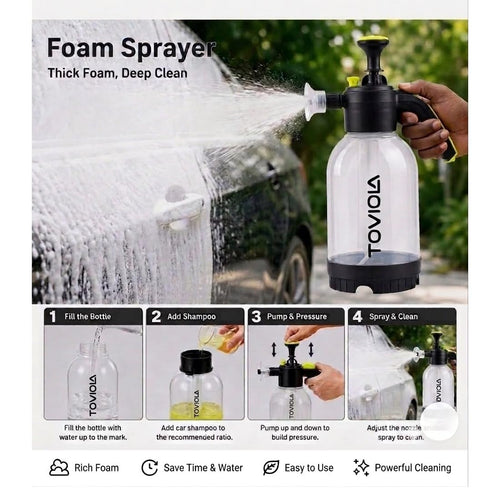 TOVIOLA 2Ltr Foam Sprayer for Car & Bike Washing and Gardening | Home Cleaning – High-Pressure Blaster for Cleaning, Adjustable Nozzle and Long Lasting Foam