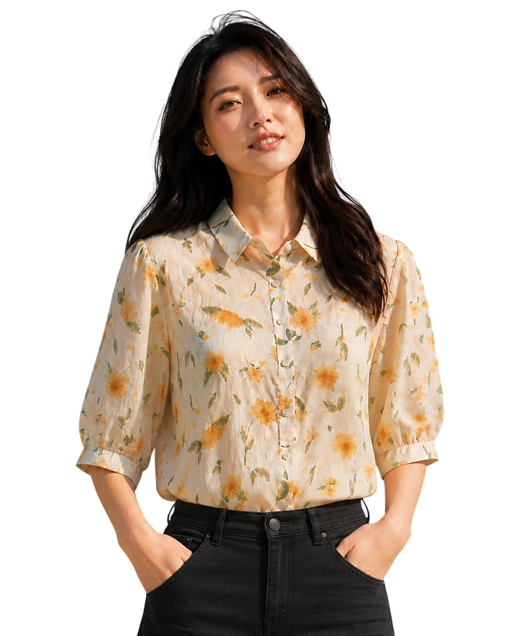 Women's Printed Casual Shirt | Loose Fit Button Down Collared Shirt | Soft & Lightweight Everyday Wear Top