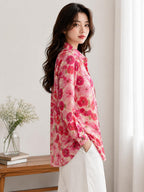 Women's Printed Casual Shirt | Loose Fit Button Down Collared Shirt | Soft & Lightweight Everyday Wear Top