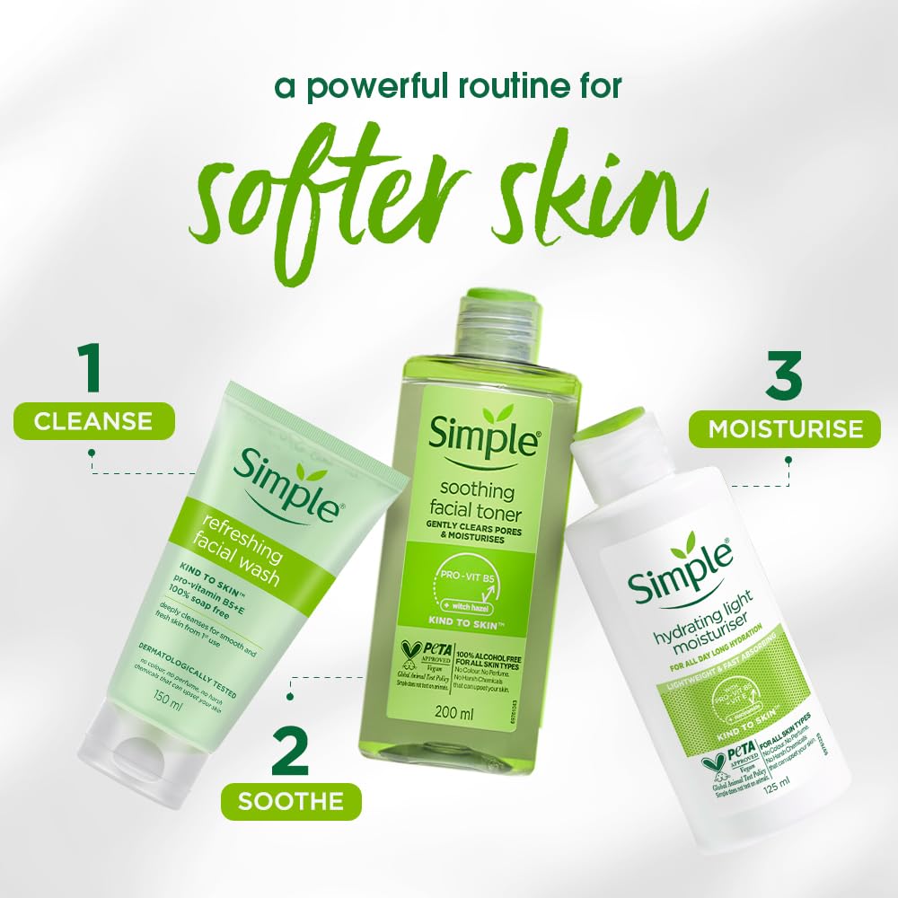 Simple Kind To Skin Refreshing Facial Wash 150 ml | 100% Soap-Free Facewash that doesn't dry out your skin| For All Skin Types