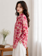 Women's Printed Casual Shirt | Loose Fit Button Down Collared Shirt | Soft & Lightweight Everyday Wear Top