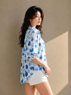 Women's Printed Casual Shirt | Loose Fit Button Down Collared Shirt | Soft & Lightweight Everyday Wear Top