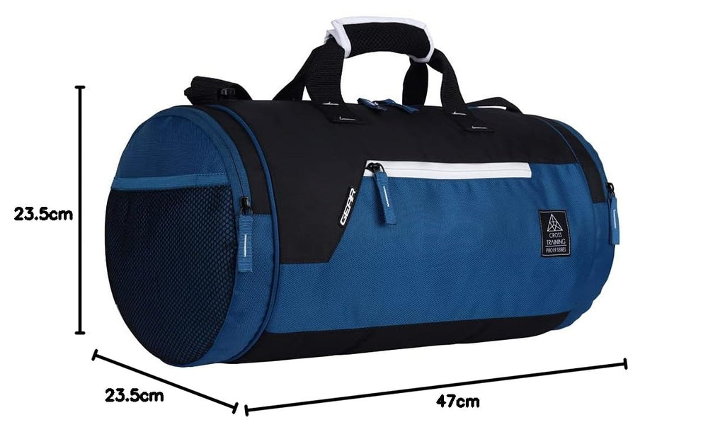 Gear Cross Training 9"/29L Large Water Resistant Duffle Bag | Travel Bag | Gym Bag for Men & Women (Black - Grey)