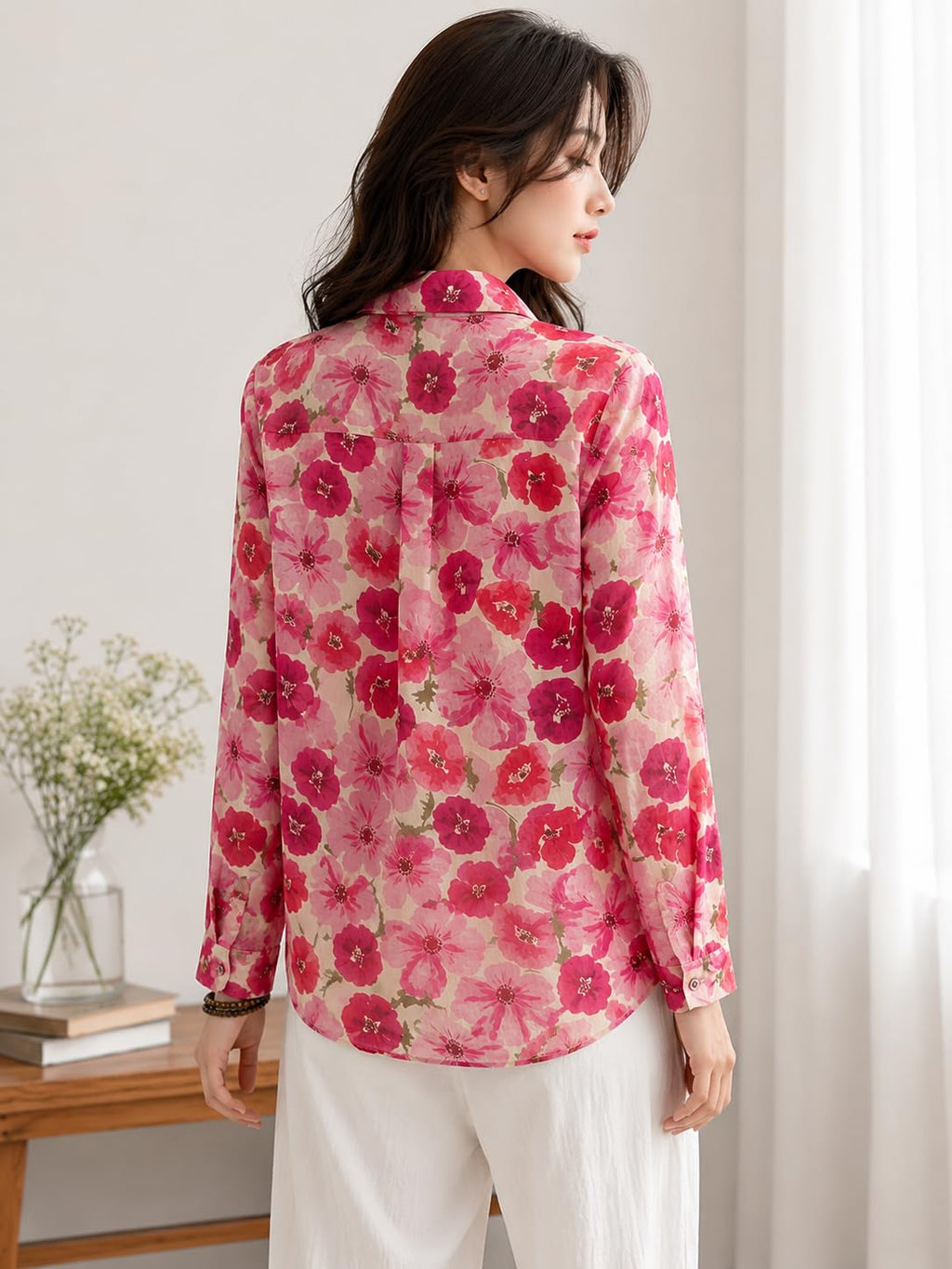 Women's Printed Casual Shirt | Loose Fit Button Down Collared Shirt | Soft & Lightweight Everyday Wear Top
