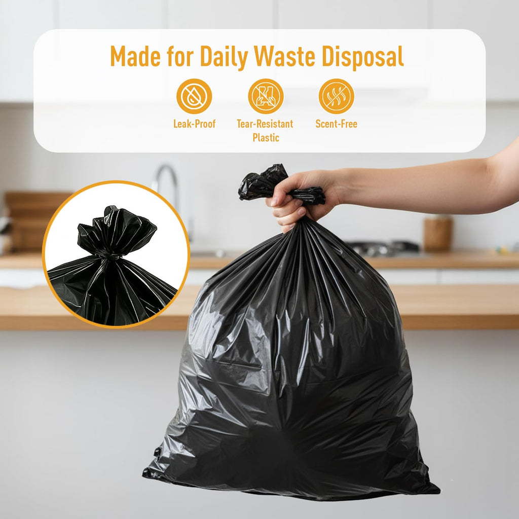 Amazon Brand - Presto! Garbage Bags | Medium | 180 Count | 30 Bags X 6 Rolls | 19 X 21 Inches | For Dry & Wet Waste | Black