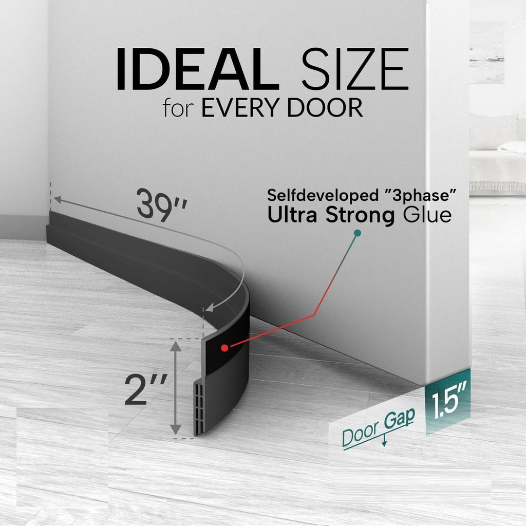 Nirency Door Bottom Seal Strip for Gaps, Waterproof, Dust & Insect Blocker for Door, Self Adhesive Guard for Wooden, Metal & Glass Doors (5 cm X 100 cm) (Black)