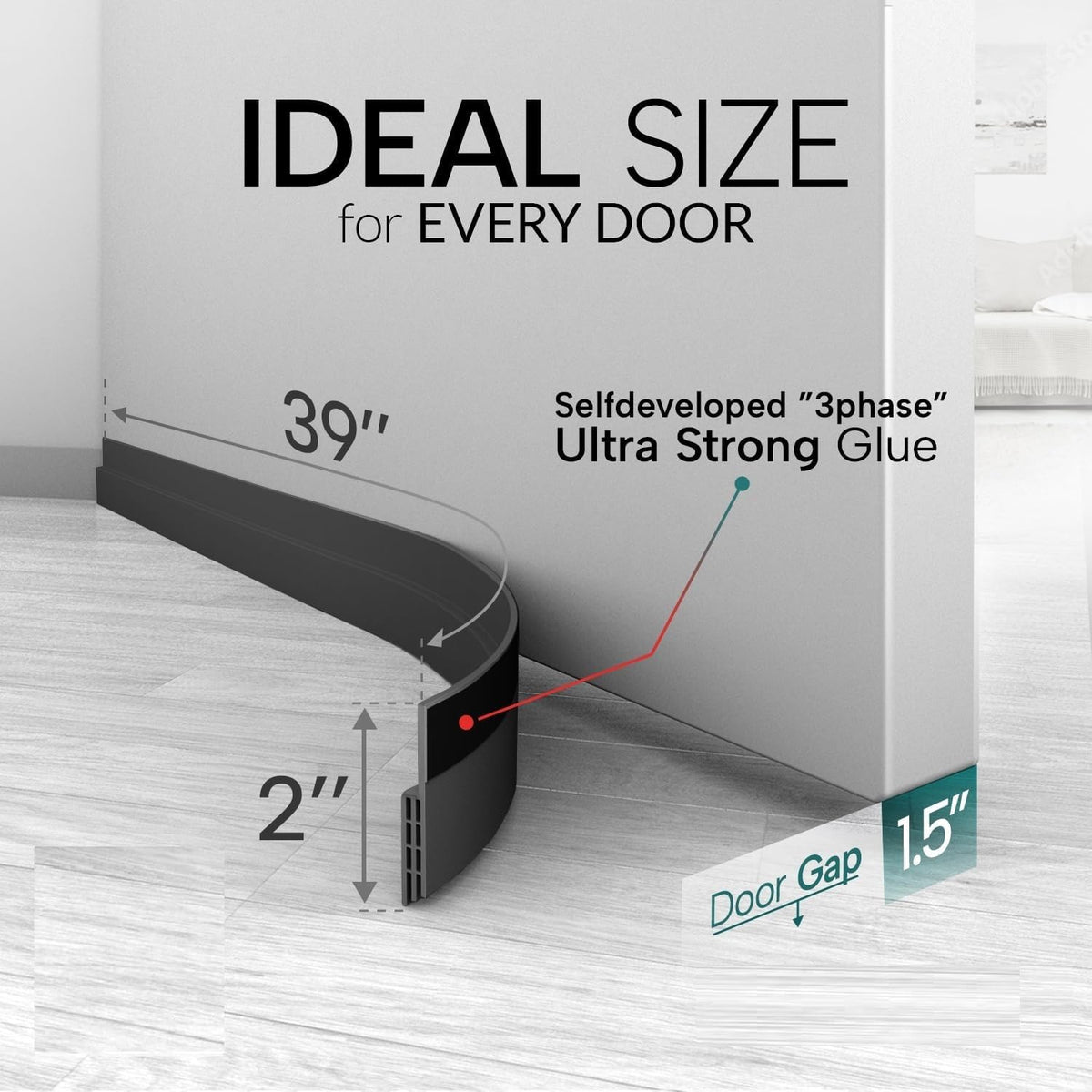Nirency Door Bottom Seal Strip for Gaps, Waterproof, Dust & Insect Blocker for Door, Self Adhesive Guard for Wooden, Metal & Glass Doors (5 cm X 100 cm) (Black)
