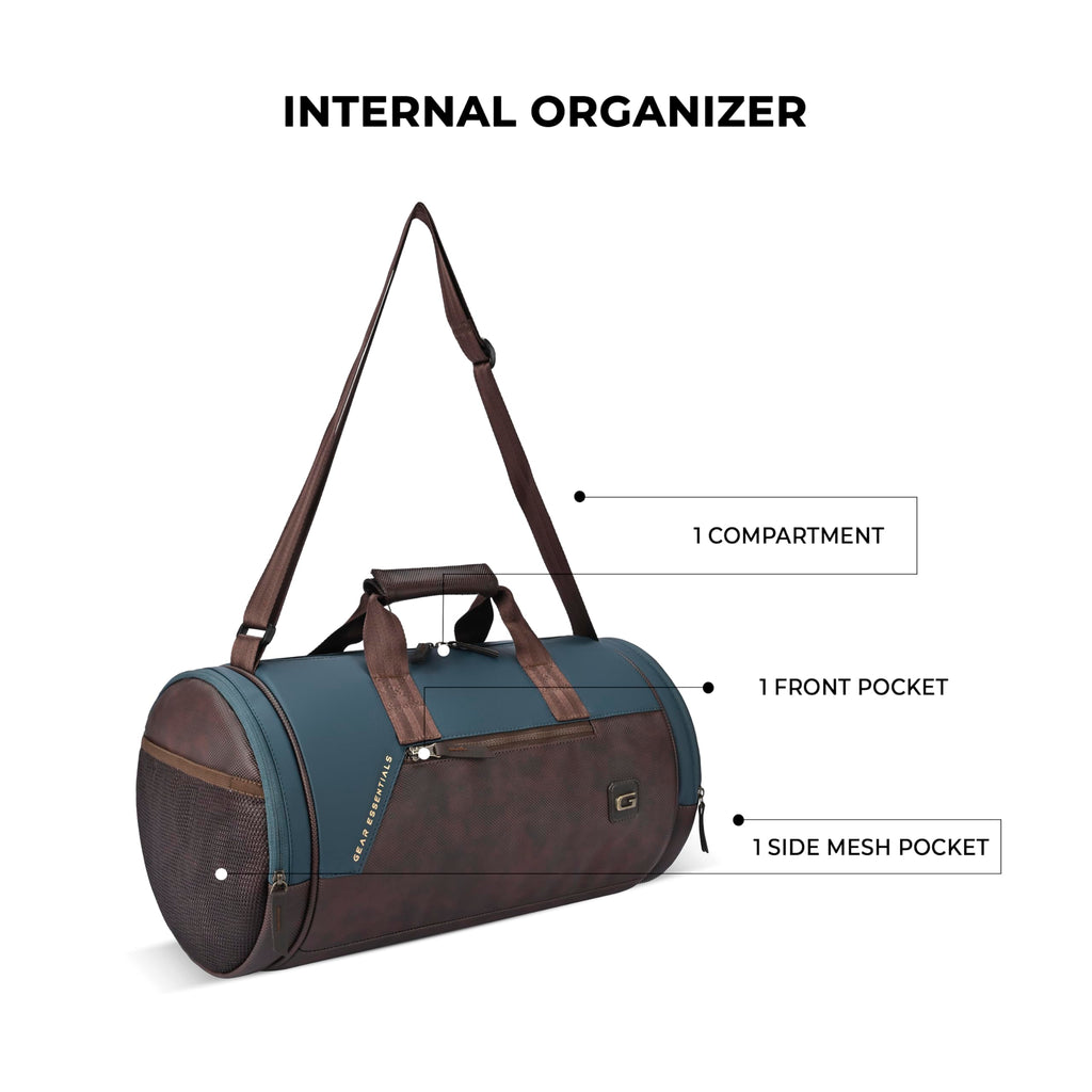 Gear Cross Training 9"/29L Large Water Resistant Duffle Bag | Travel Bag | Gym Bag for Men & Women (Black - Grey)