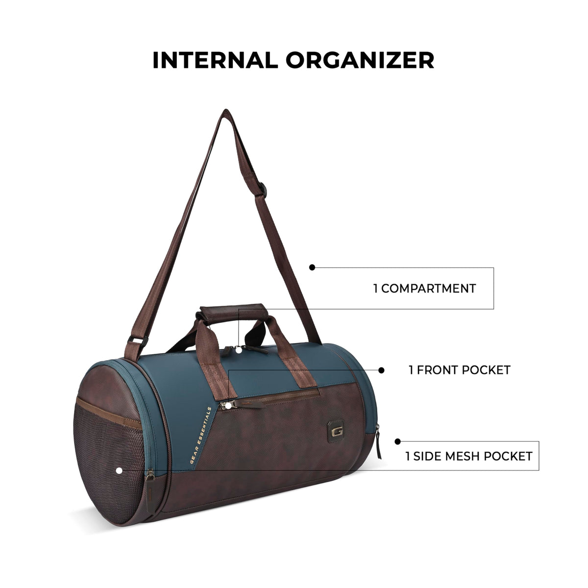 Gear Cross Training 9"/29L Large Water Resistant Duffle Bag | Travel Bag | Gym Bag for Men & Women (Black - Grey)