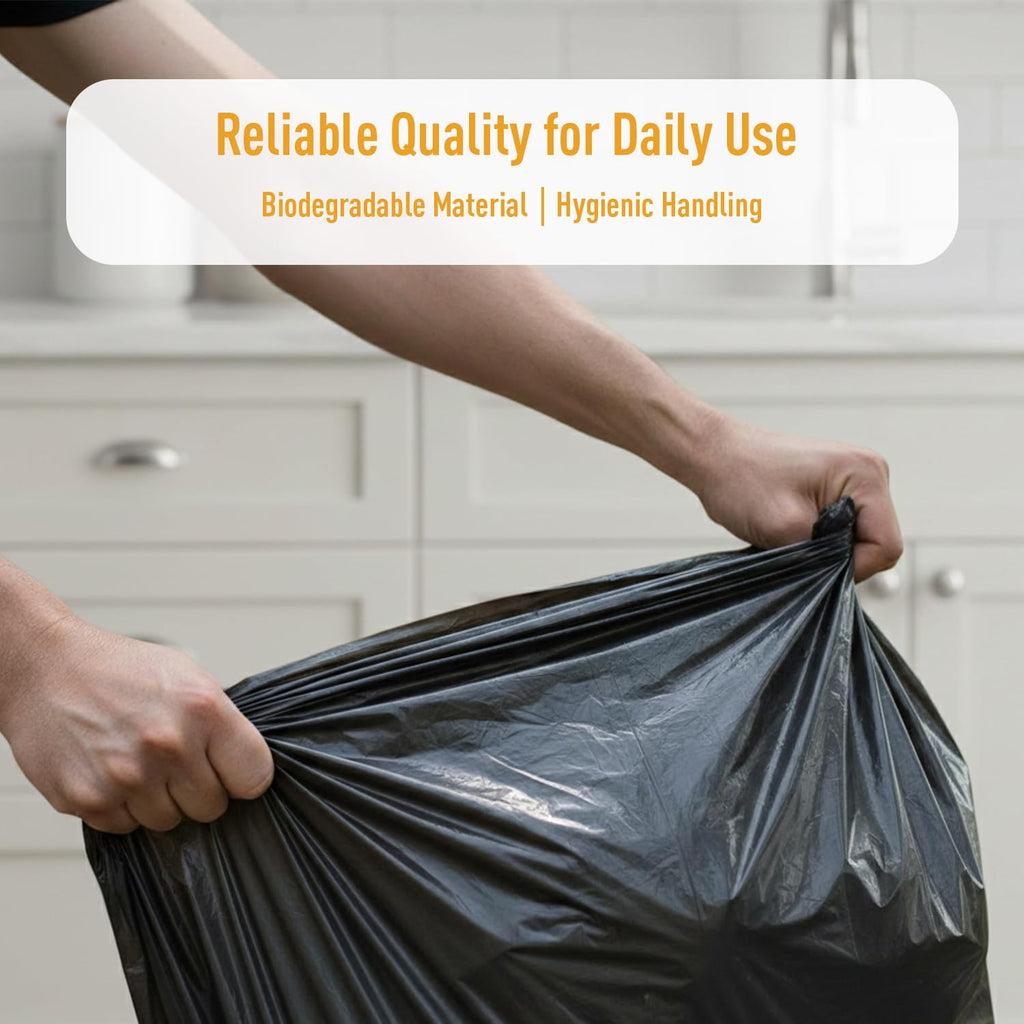 Amazon Brand - Presto! Garbage Bags | Medium | 180 Count | 30 Bags X 6 Rolls | 19 X 21 Inches | For Dry & Wet Waste | Black