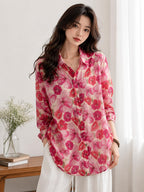 Women's Printed Casual Shirt | Loose Fit Button Down Collared Shirt | Soft & Lightweight Everyday Wear Top