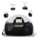 Gear Cross Training 9"/29L Large Water Resistant Duffle Bag | Travel Bag | Gym Bag for Men & Women (Black - Grey)