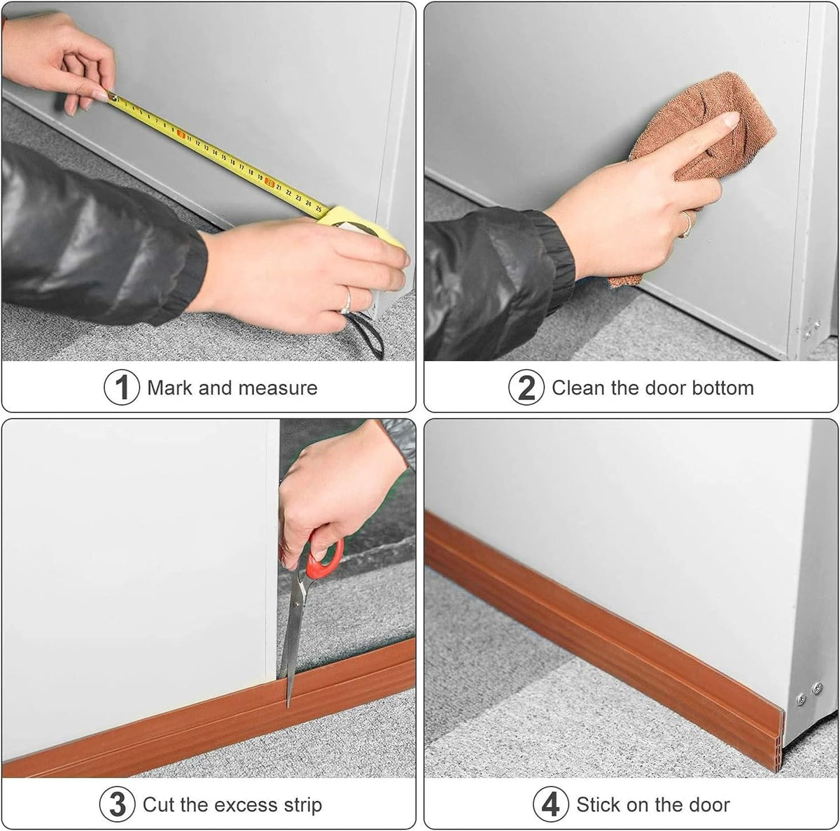 Nirency Door Bottom Seal Strip for Gaps, Waterproof, Dust & Insect Blocker for Door, Self Adhesive Guard for Wooden, Metal & Glass Doors (5 cm X 100 cm) (Black)