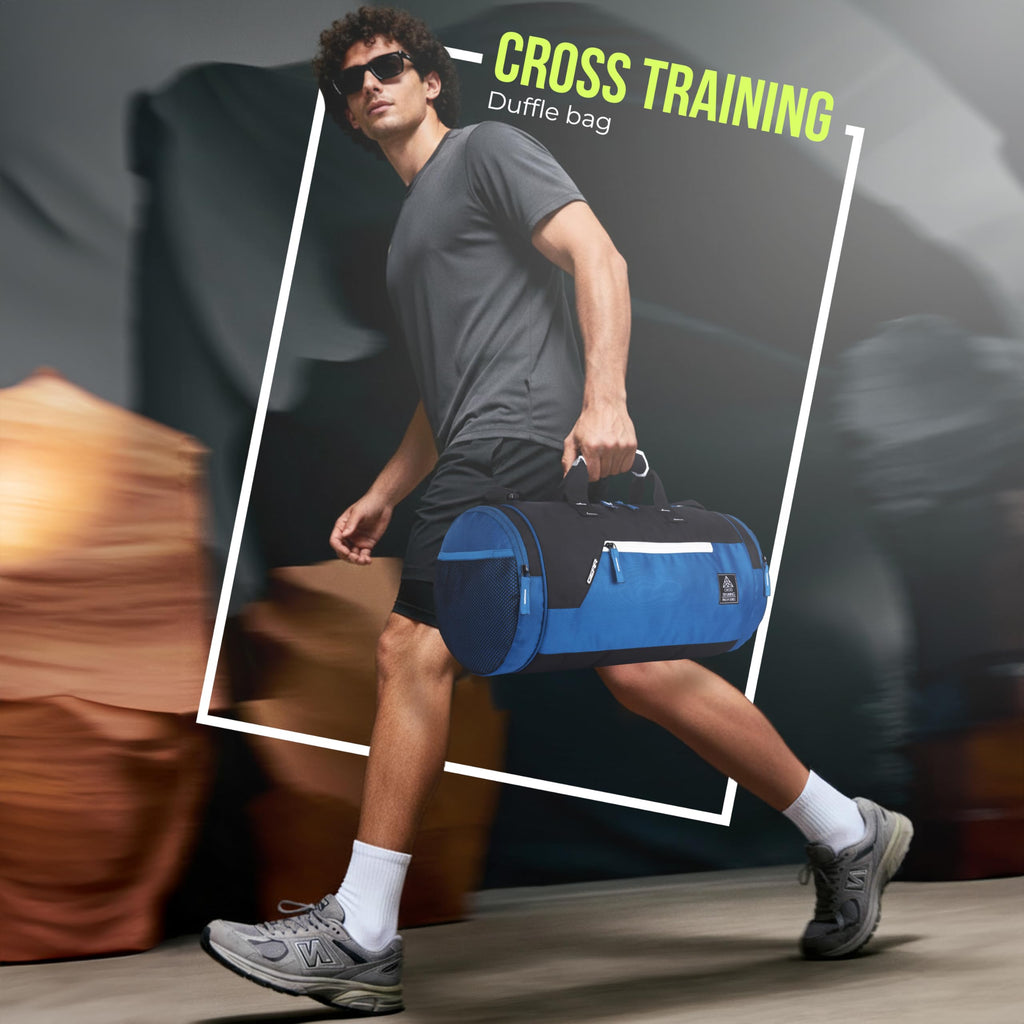 Gear Cross Training 9"/29L Large Water Resistant Duffle Bag | Travel Bag | Gym Bag for Men & Women (Black - Grey)
