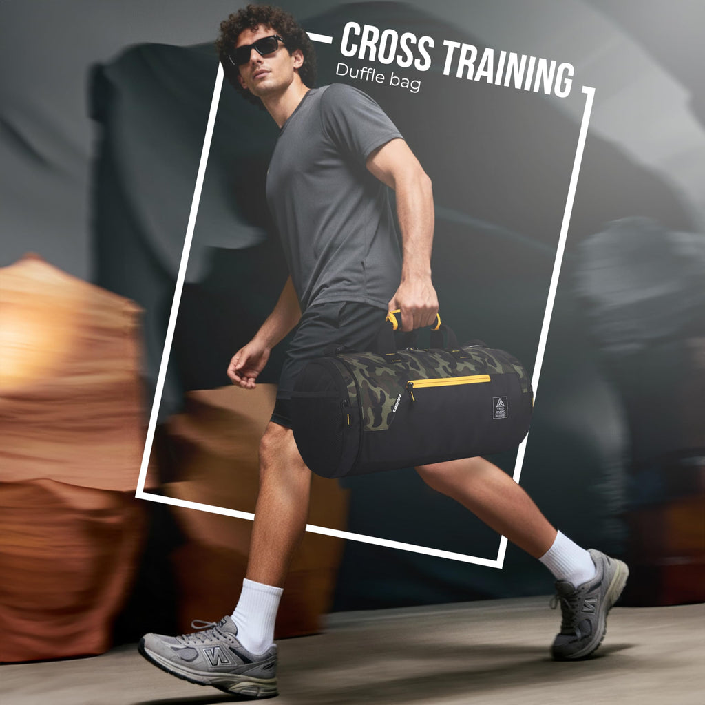 Gear Cross Training 9"/29L Large Water Resistant Duffle Bag | Travel Bag | Gym Bag for Men & Women (Black - Grey)