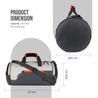 Gear Cross Training 9"/29L Large Water Resistant Duffle Bag | Travel Bag | Gym Bag for Men & Women (Black - Grey)