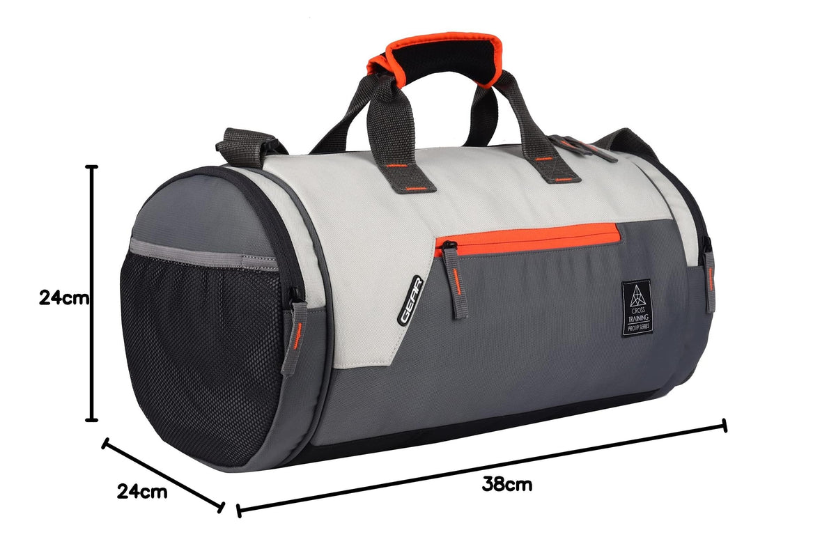 Gear Cross Training 9"/29L Large Water Resistant Duffle Bag | Travel Bag | Gym Bag for Men & Women (Black - Grey)